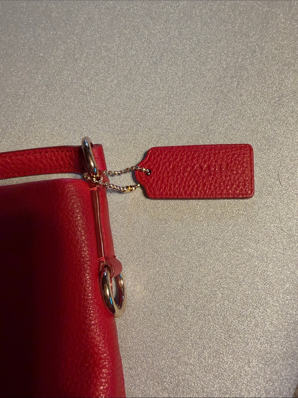 Coach Pebbled Leather Crossbody Bag in Bright Red - Picture 7 of 9